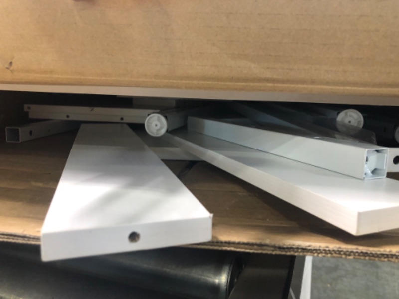 Photo 1 of ODK 55 inch Computer Desk with Monitor Shelf and Storage Shelves, Writing Desk, Study Table with CPU Stand & Reversible Shelves, White 55 Inch White