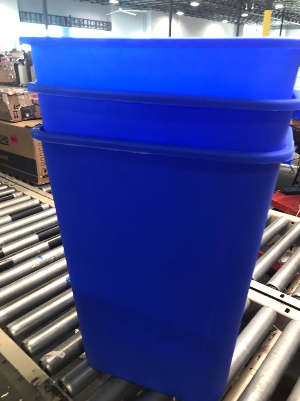 Photo 1 of  10 Gallon Commercial Office Wastebasket, Blue, w/ Recycle Logo, 3-pack 10 GALLON (Pack of 3) BLUE