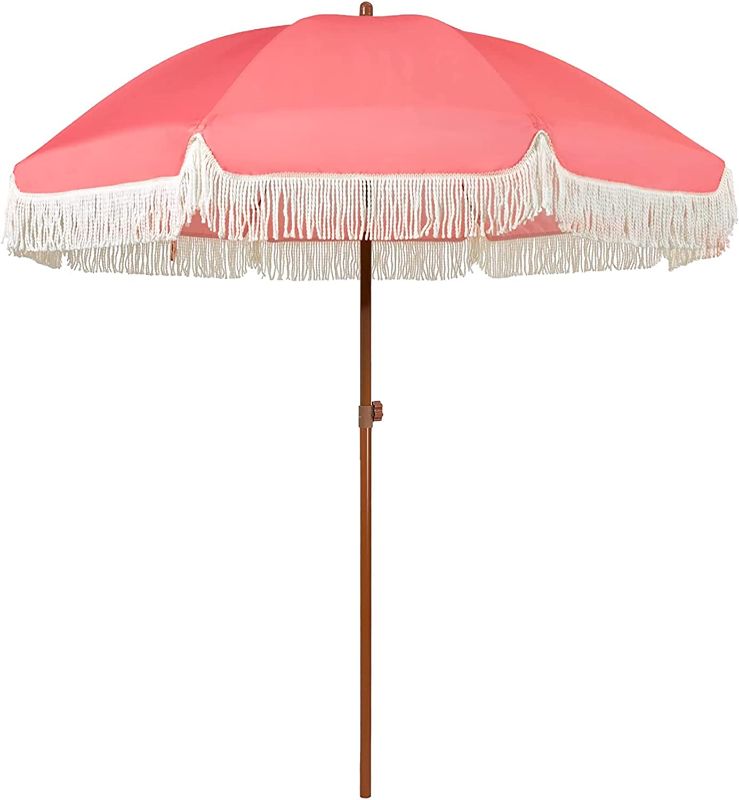 Photo 1 of 
AMMSUN 7ft Patio Umbrella with Fringe Outdoor Tassel Umbrella UPF50+ Premium Steel Pole and Ribs Push Button Tilt, 