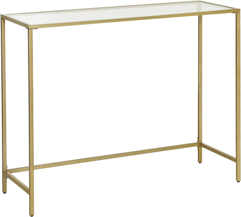 Photo 1 of 
VASAGLE  Console Table, Tempered Glass Sofa Table, Modern Entryway Table, Metal Frame, Easy to Assemble, Adjustable Feet, for Living Room,...
