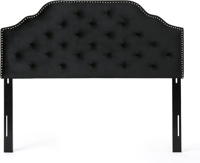 Photo 1 of 
 Headboard, Queen / Full, Black / Black leather texture