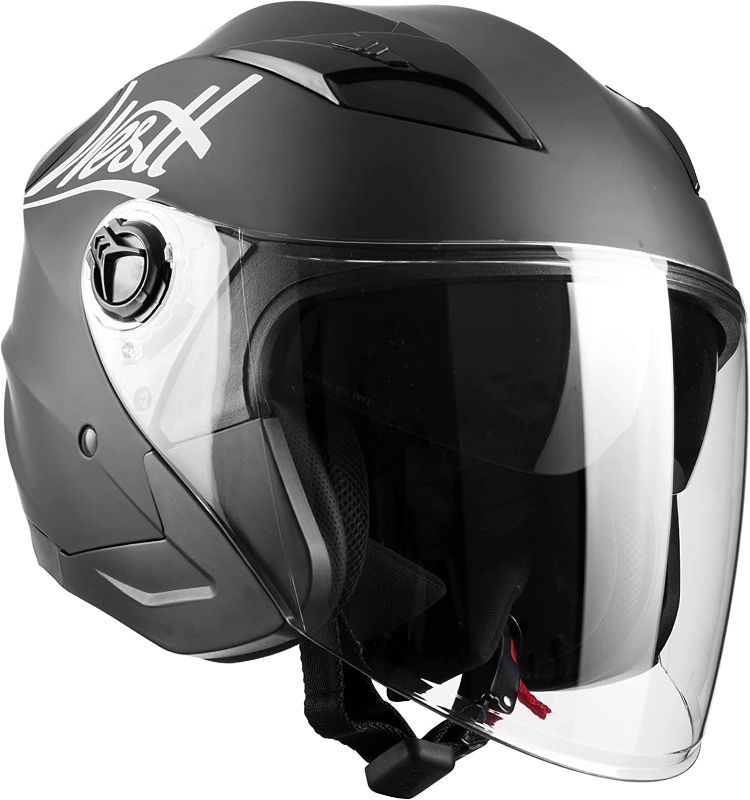 Photo 1 of 
Westt Helmets for Adults– Open Face Helmet with Dual Sun Visor– Motorcycle Helmet for Men and Women DOT Approved Scooter Motorbike Street Jet Series Black...
Color:Black XL