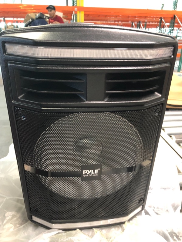 Photo 5 of Portable Bluetooth PA Speaker System - 600W Bluetooth Speaker Portable PA System W/ Rechargeable Battery 1/4" Microphone In, Party Lights, MP3/USB SD Card Reader, Rolling Wheels - Pyle PPHP1044B