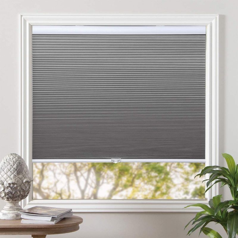 Photo 1 of 
Cordless Cellular Shades Blackout Blinds Honeycomb Shades Window Fabric Blinds Grey-White, 30x72 inch
Color:Grey-white(blackout)