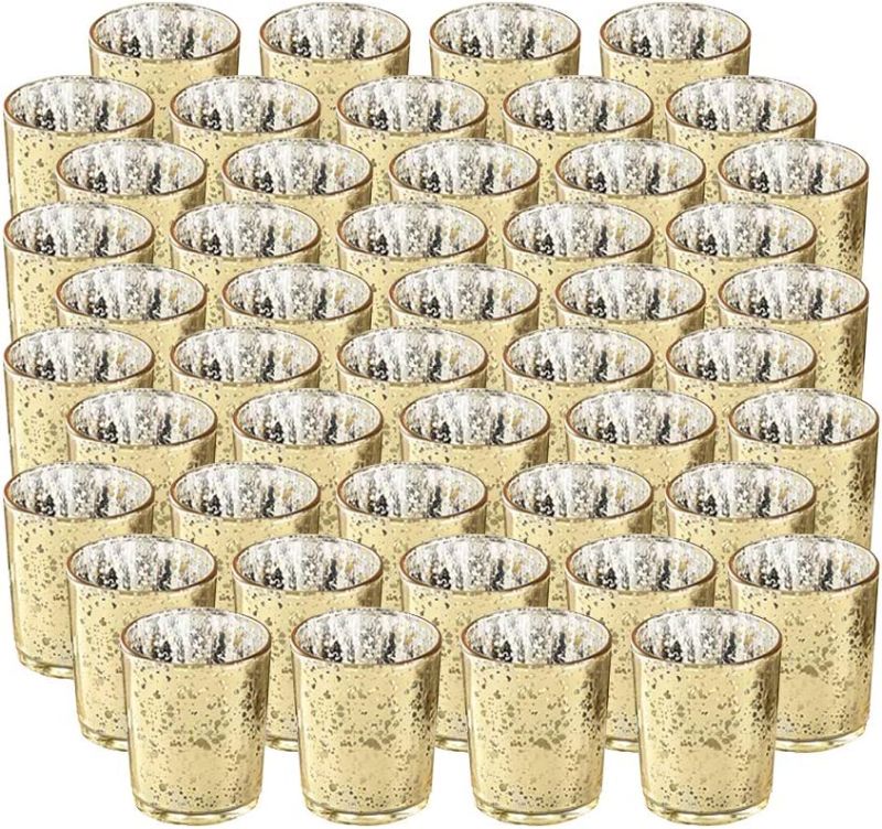 Photo 1 of 
Votive Candle Holder-Set of 48 Wedding Centerpieces for Table, Mercury Glass Tealight Candle Holders Bulk for Birthday |Party |Home Decoration (Gold)