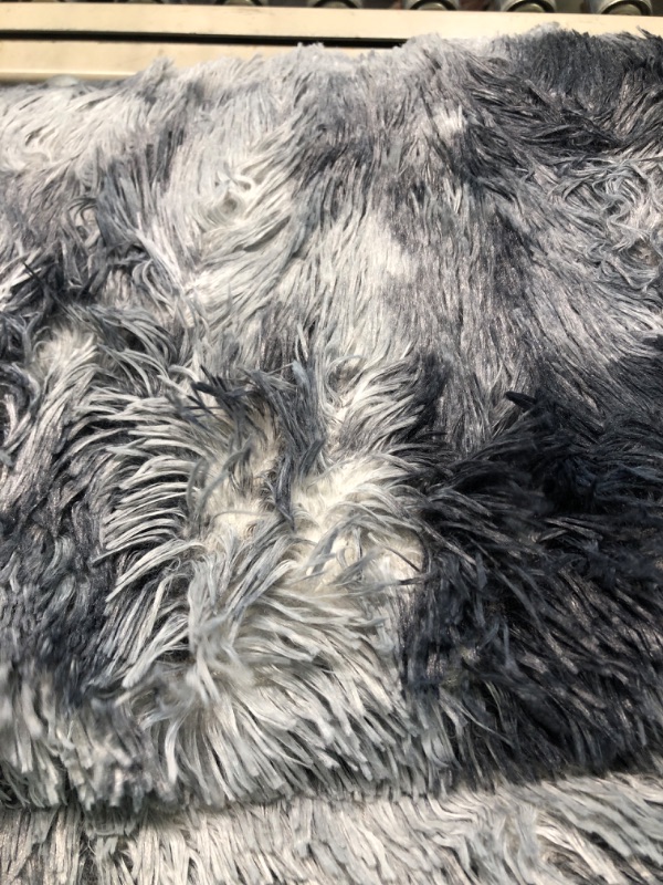 Photo 3 of Arbosofe Fluffy Soft Area Rugs for Bedroom Living Room, Black&Gray Shaggy Rugs 8 x 10 Feet, Carpet for Kids Room, Throw Rug for Nursery Room, Fuzzy Plush Rug for Dorm, Luxury Home Rugs 8 Feet x 10 Feet Tie-dyed Black&gray