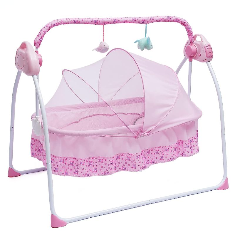 Photo 1 of 
LOYALHEARTDY Baby Cradle Swing 5 Speed Electric Stand Crib Auto Rocking Chair Bed with Remote Control Infant Musical Sleeping Basket for 0-18 Months Newborn.