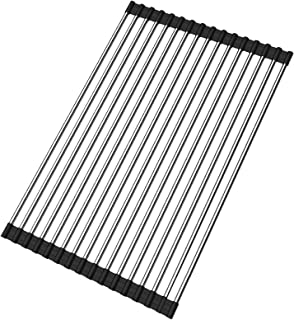 Photo 1 of Ahyuan Roll up Dish Drying Rack Over The Sink Kitchen Roll up Sink Drying Rack Portable Dish Rack Dish Drainer Foldable SUS304 Stainless Steel Dish Drying Rack (17.7''x11'')