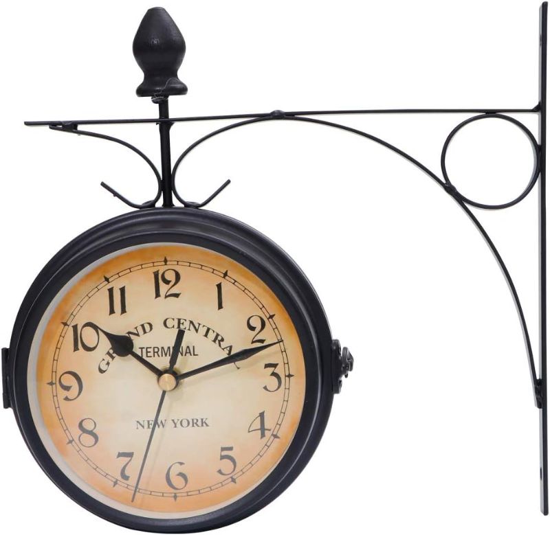 Photo 1 of Abaodam Antique Decor Retro Steampunk Retro Station Unique Wall Clocks Vintage Room neon Clock Station- European- Style Double- Sided Wall Clock Creative- Classic Clocks Monochrome (Black