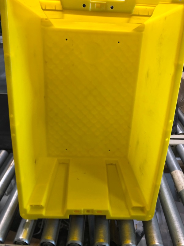 Photo 3 of  Yellow medium Plastic Storage Bin please notice the dirt spots, see pictures