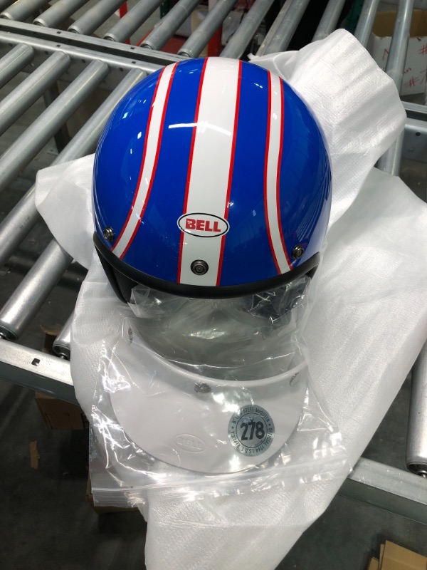 Photo 1 of BELL Custom 500 Helmet (Six Day McQueen Gloss Blue/White - Medium) Medium Six Day Mcqueen Gloss Blue/White