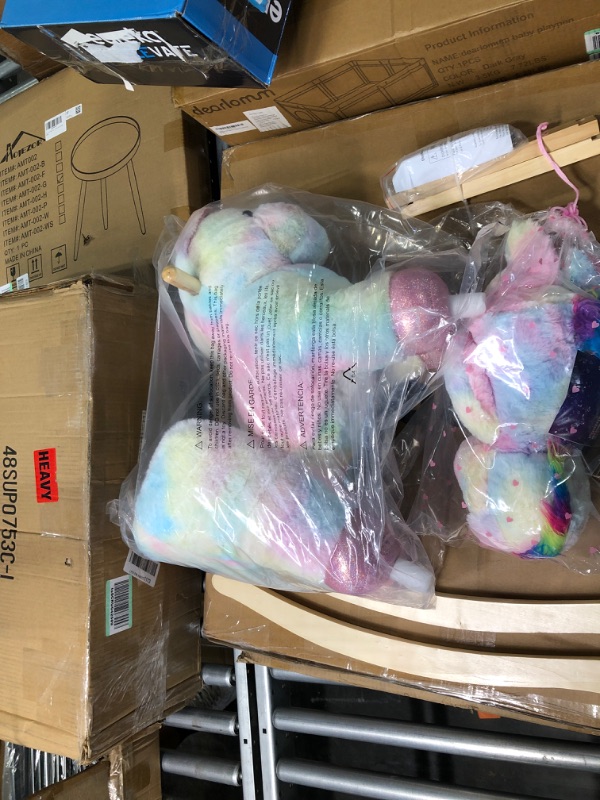 Photo 1 of Glow Guards Magical Alpaca Rocking Horse Set of 2 with Glowing Rainbow Llama Plush Toy and Wooden Chair for Toddlers and Kids Ages 2-6"(Alpaca)