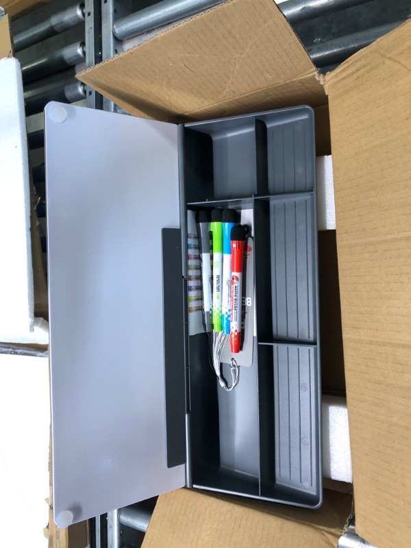 Photo 1 of Small Desktop Glass Whiteboard Dry-Erase-Board - Magnetic Dry Erase Markers Set - 8 Colors Fine Point Tip White Board Marker with Eraser