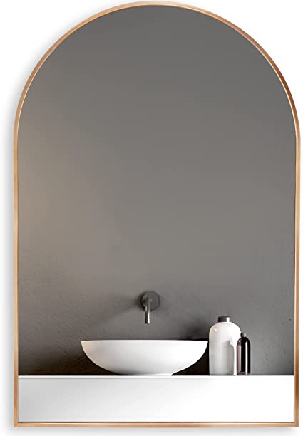 Photo 1 of 24*36" Arched Wall Mounted Mirror, Wall Decor, w/ Metal Frame for Bathroom, Bedroom, Entryway, Modern & Contemporary Arch Top Wall Mirror - Gold