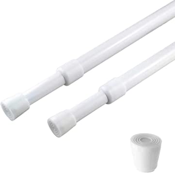 Photo 1 of 2 Pack Curtain Rod Adjustable 28-43 Inches?5/8" Diameter? White?Small Short Expandable Spring Loaded Tension Rods For Window, Bathroom, Cupboard,Kitchen
