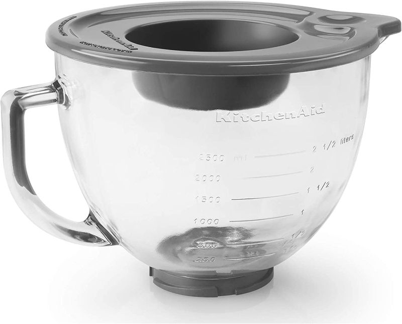 Photo 1 of 5-Qt. Tilt-Head Glass Bowl with Measurement Markings & Lid