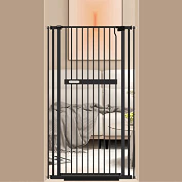 Photo 1 of WAOWAO 55.11" Extra Tall Cat Pet Gate Wide Pressure Mounted Walk Through Swing Auto Close Safety Black Metal Baby Toddler Kids Child Dog Pet Puppy Cat for Indoor Stairs,Doorways, Kitchen 30.11-66.14"
