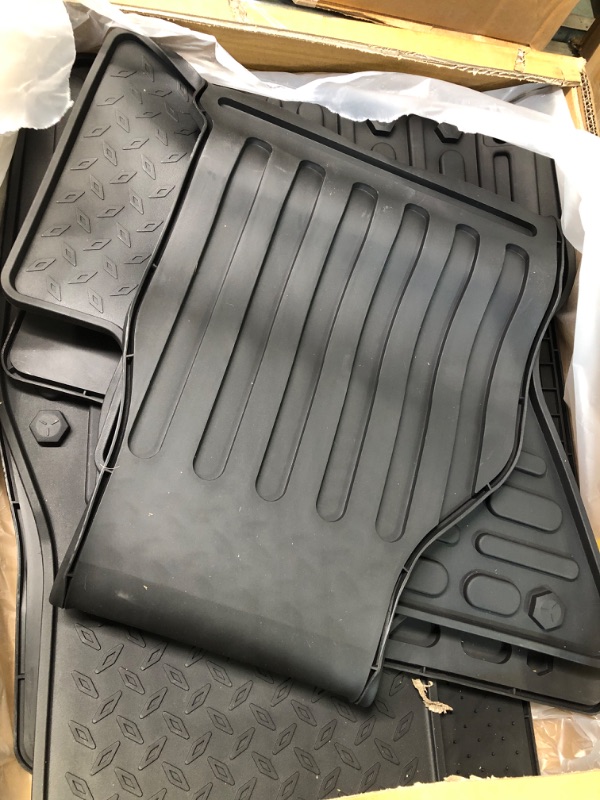 Photo 2 of KIWI MASTER Floor Mats Compatible for 2009-2018 Dodge Ram 1500 Quad Cab, 2019-2023 Dodge Ram 1500 Classic Quad Cab Front & 2nd Row Seat All Weather Mat TPE Slush Liner Black