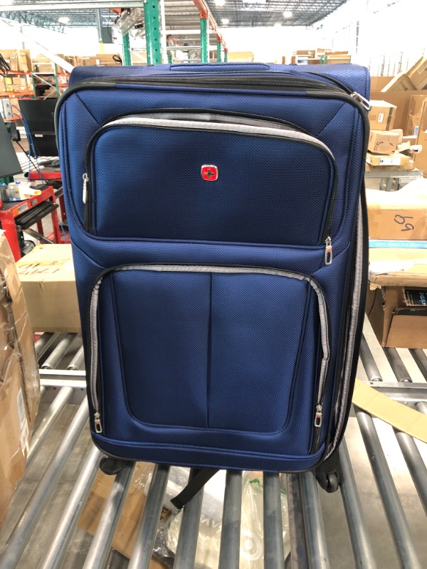 Photo 2 of SwissGear Sion Softside Expandable Roller Luggage, Blue, Checked-Large 29-Inch Checked-Large 29-Inch Blue