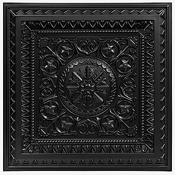 Photo 1 of Art3d Drop Ceiling Tiles, Glue up Ceiling Tiles, 2'x2' Plastic Sheet in Black (12-Pack, 48 Sq.ft) 24"x24" Black 12