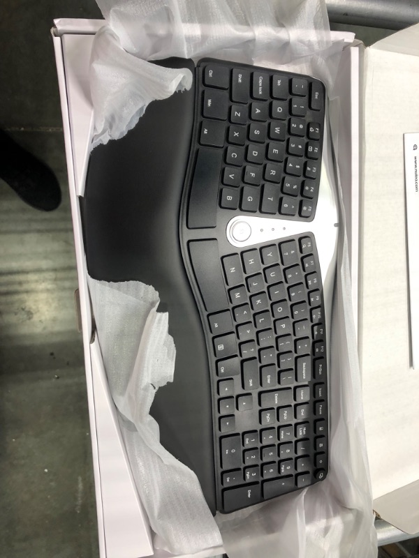 Photo 2 of Nulea Wireless Ergonomic Keyboard, 2.4G Split Keyboard with Cushioned Wrist and Palm Support, Arched Keyboard Design for Natural Typing, Compatible with Windows/Mac