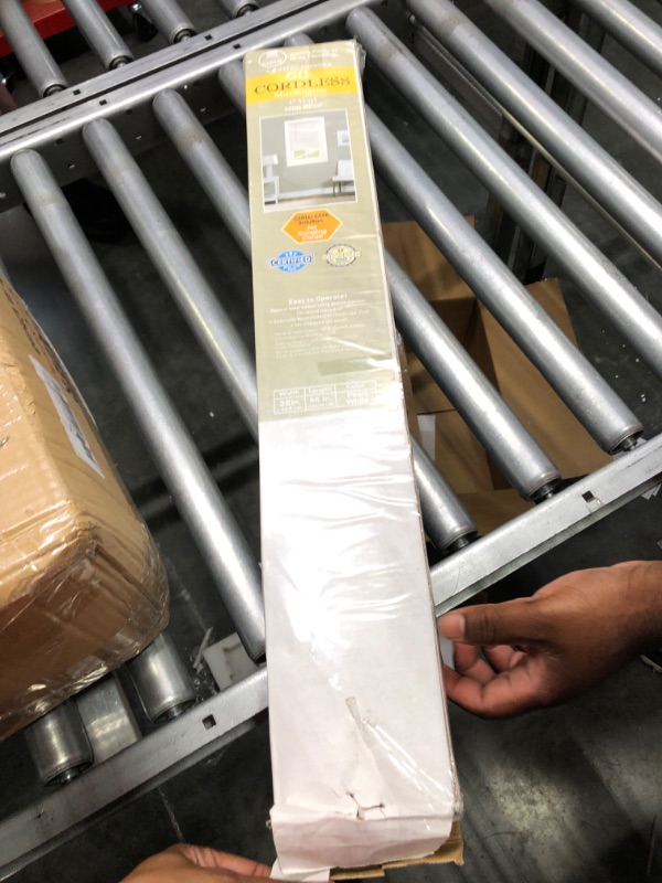 Photo 2 of Cordless Light Filtering Mini Blind - 25 Inch Length, 64 Inch Height, 1" Slat Size - Pearl White - Cordless GII Morningstar Horizontal Windows Blinds for Interior by Achim Home Decor 25 x 64 in White