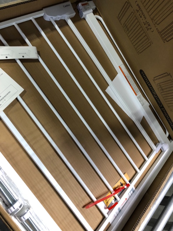 Photo 1 of Mom's Choice Awards Winner-Cumbor 29.5-57" Baby Gate for Stairs, Extra Wide Dog Gate for Doorways, Pressure Mounted Walk Through Safety Child Gate for Kids Toddler, Tall Pet Puppy Fence Gate, White 30.5" Tall x 57" Wide White