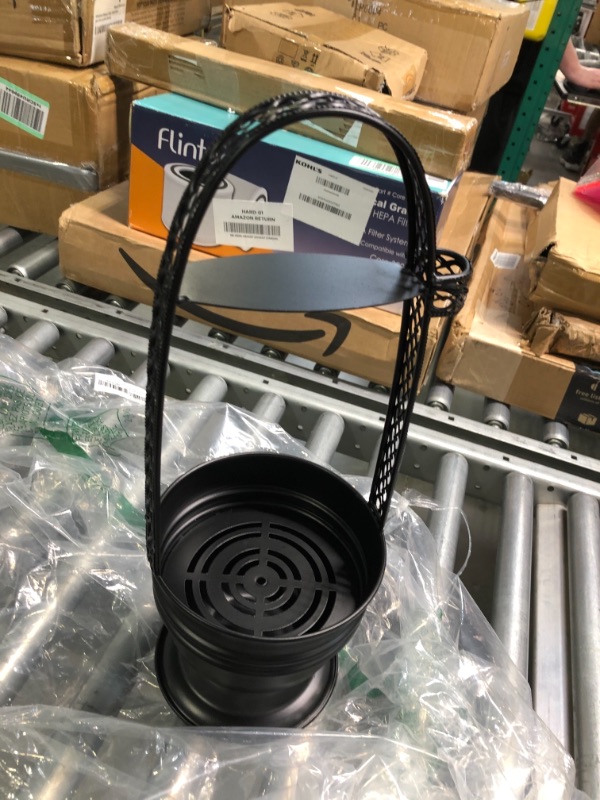 Photo 3 of 17" Cross X Design Black Hookah Charcoal Coal Holder Premium Quality Basket w/Side Tong Holder Lounge Hookah Lounge Style Accessories
