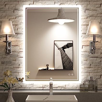 Photo 1 of TokeShimi 24 x 32 Inch LED Lighted Bathroom Mirror Backlit Vanity Mirror with Lights Anti Fog Wall Mounted Modern Dimmable LED Makeup Mirror with Front Lights & Backlight(Horizontal&Vertical)
