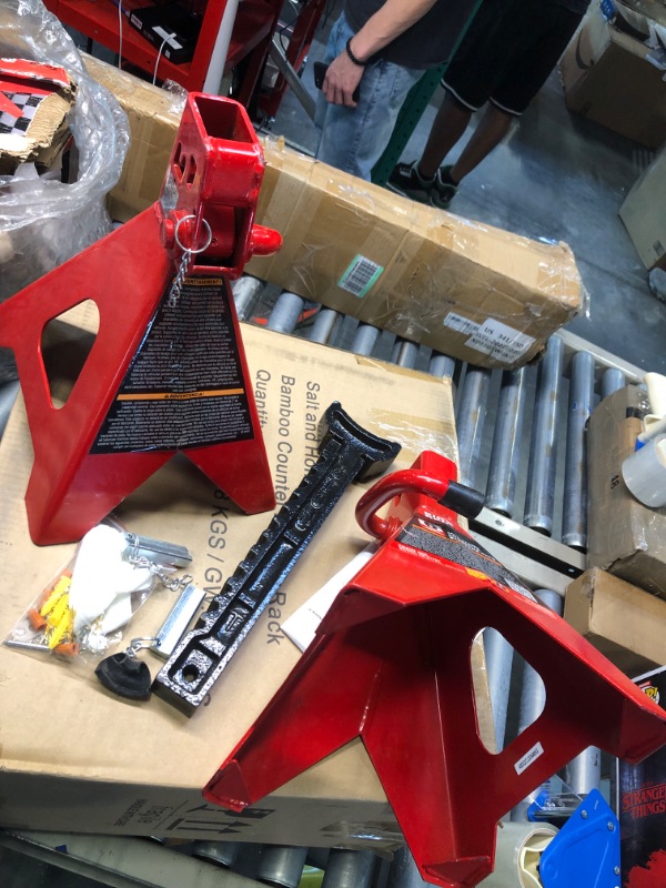 Photo 4 of BIG RED T46002A Torin Steel Jack Stands: Double Locking, 6 Ton (12,000 lb) Capacity, Red, 1 Pair