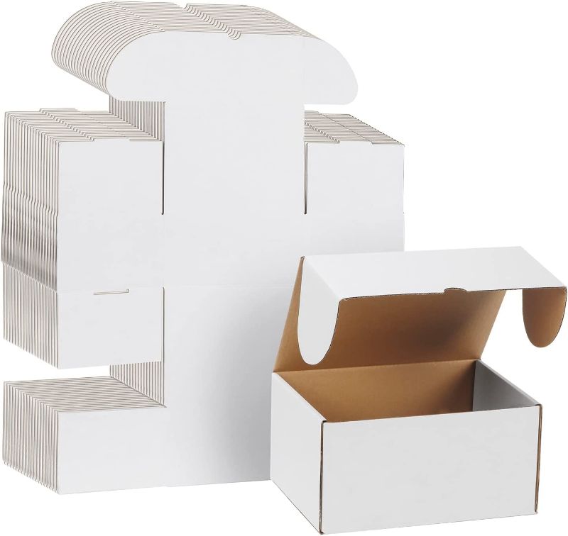 Photo 1 of  8x6x4 Small Shipping Boxes 25 Pack for Mailing,Packing, White Corrugated Cardboard Boxes for Small Business
