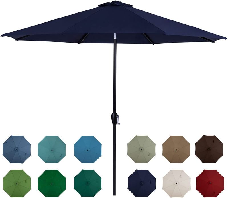 Photo 1 of  10' Outdoor Market Patio Table Umbrella with Auto Tilt and Crank,Large Sun Umbrella with Sturdy Pole&Fade resistant canopy,Easy to set, Navy
