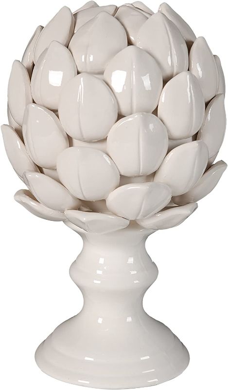 Photo 1 of A&B Home Ceramic Artichoke Statue Finial, 10-Inch, White