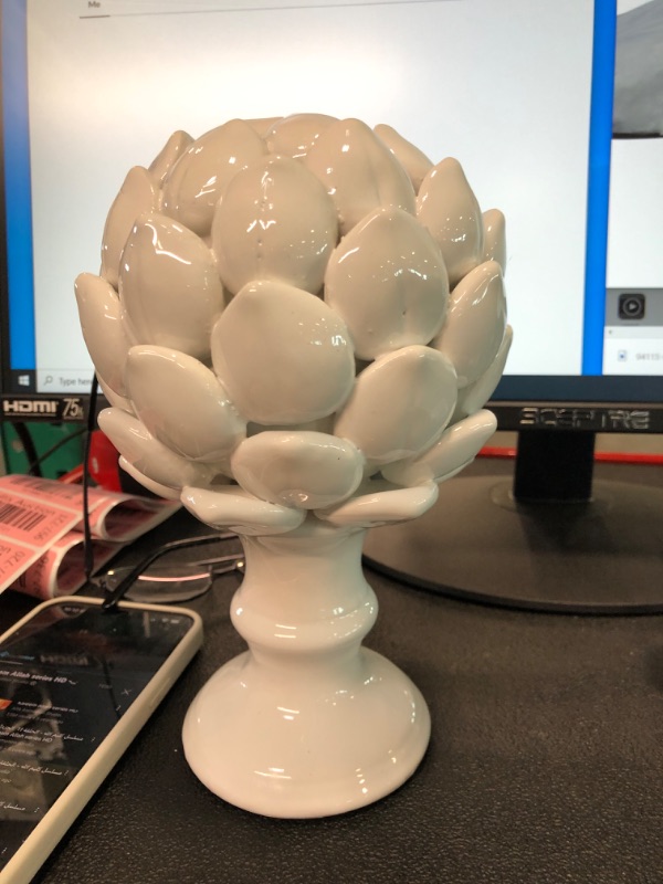 Photo 4 of A&B Home Ceramic Artichoke Statue Finial, 10-Inch, White