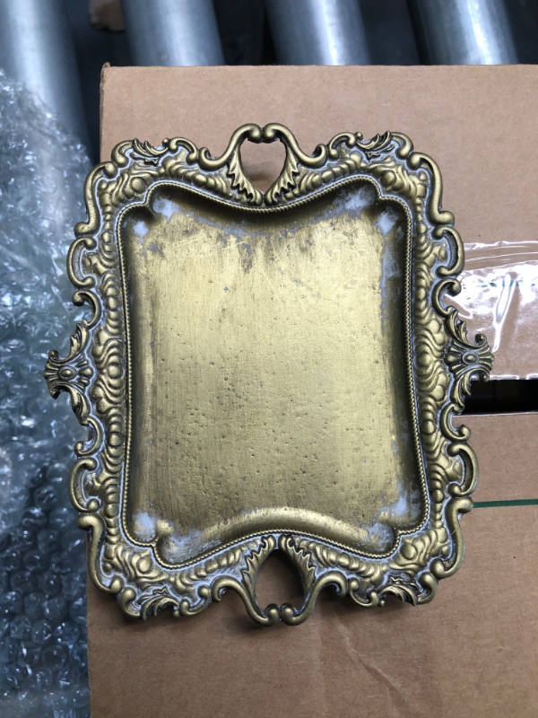 Photo 1 of Funly mee Small Antique Trinket Dish Vintage Gold Jewelry Tray, Ring Holder
