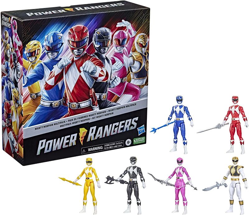 Photo 1 of Power Rangers Mighty Morphin Multipack 12-inch Action Figure 6-Pack, Toys with Accessories for Kids 4 and Up (Amazon Exclusive)
