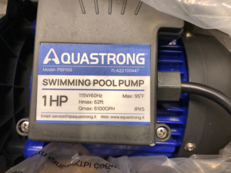 Photo 3 of Aquastrong 2 HP In/Above Ground Single Speed Pool Pump, 115V, 8917GPH, High Flow, Powerful Self Primming Swimming Pool Pumps with Filter Basket
