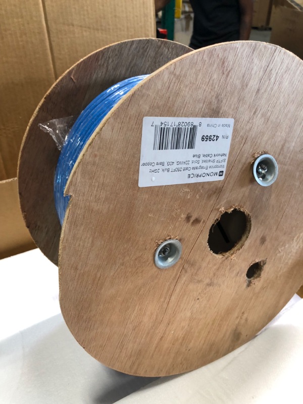 Photo 1 of Monoprice Cat8 Network Cable - 250 Feet Bulk - Blue | 2GHz, S/FTP Shielded, Solid, 22AWG, 40G, Bare Copper, for Ethernet Switch, Modem, Router - Entegrade Series Blue 250 Feet
