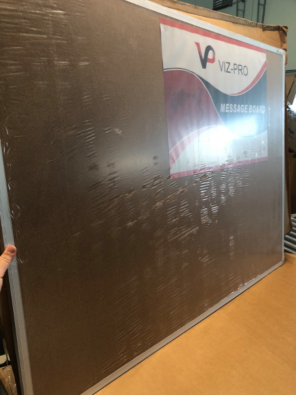 Photo 4 of VIZ-PRO Cork Notice Board, 48 X 36 Inches, Silver Aluminium Frame 48x36 inches
