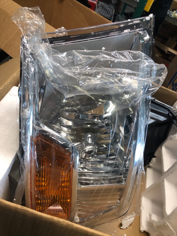 Photo 3 of DWVO Headlight Assembly Compatible with 2009-2012 Dodge Ram 1500 2500 3500 Pickup Dual Beam Model 09-12 Headlamp Replacement (Not for Factory Projector Headlight Models & Quad Beam Model) OE - Chrome/Amber/Clear