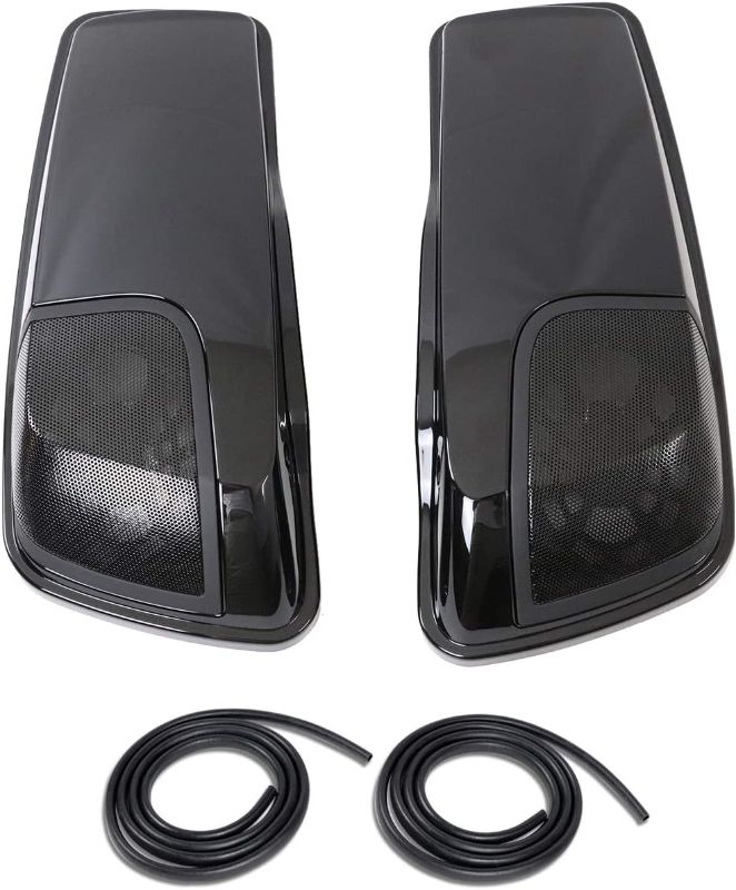 Photo 1 of AUFER 5x7'' Glossy Black Saddlebags Lids Cover W/Speakers Grill Compatible with for Touring FLT FLHT FLHTCU FLHRC Road King Road Glide Street Glide Electra Glide Ultra-Classic 2014-2022