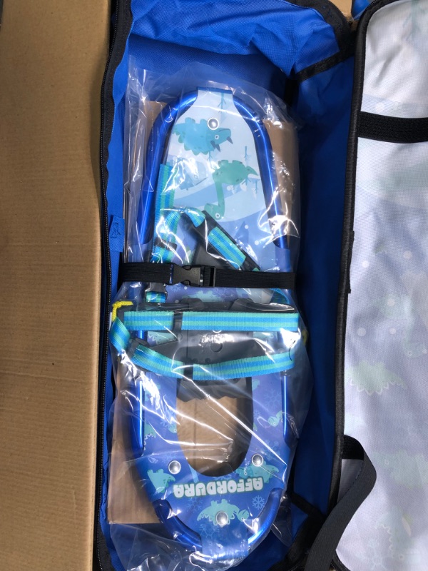 Photo 2 of Affordura Kids Snowshoes for Kids Pattern Design for Stylish Look Snowshoes for Kids Lightweight Aluminum Youth Snowshoes with Poles and Storage Bag boys