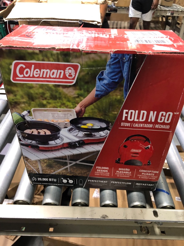 Photo 6 of Coleman Fold N Go 2 Burner Propane Camping Stove Red