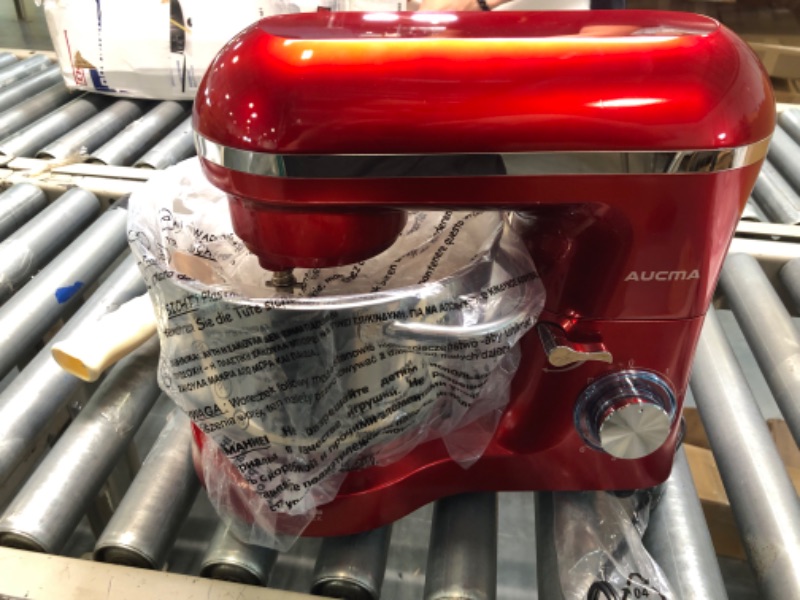 Photo 4 of Aucma Stand Mixer,6.5-QT 660W 6-Speed Tilt-Head Food Mixer, Kitchen Electric Mixer with Dough Hook, Wire Whip & Beater 2 Layer Red Painting (6.5QT, Red) 6.5QT Red