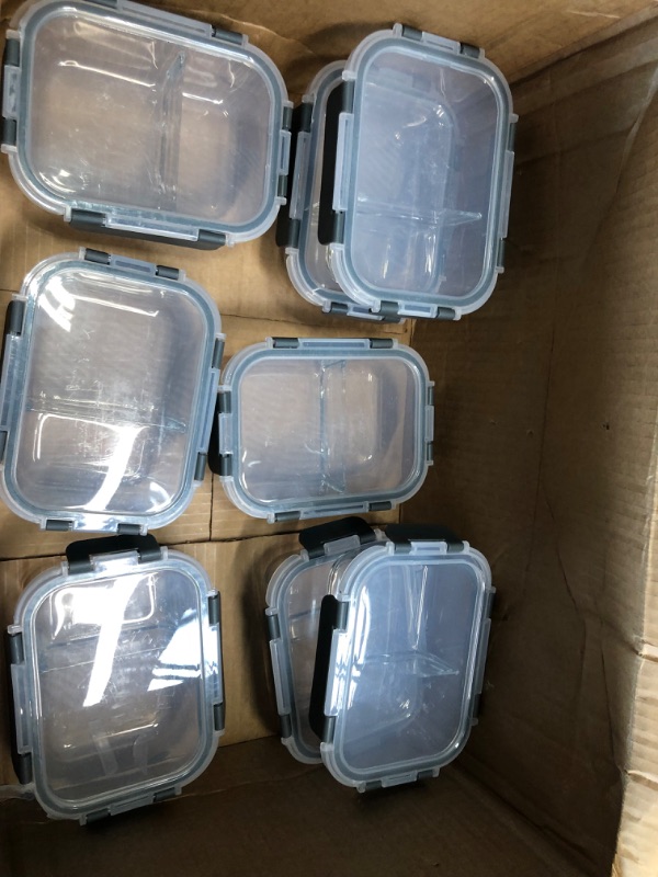 Photo 1 of 7x5x2'' food prep containers 8count glass grey with led 