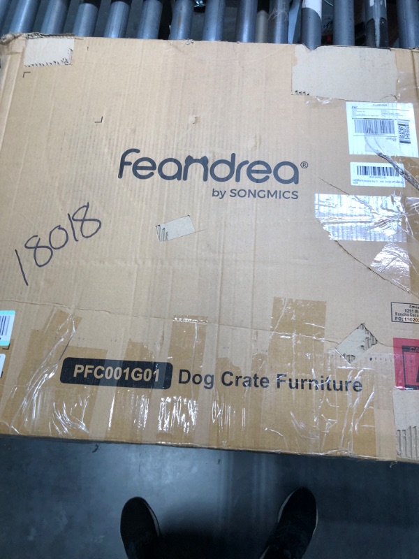 Photo 3 of FEANDREA Dog Crate Furniture, Side End Table, Modern Kennel for Dogs Indoor up to 30 lb, Heavy-Duty Dog Cage with Multi-Purpose Removable Tray, Double-Door Dog House, Greige UPFC001G01 S (27.2" x 20.1" x 23.6") Greige