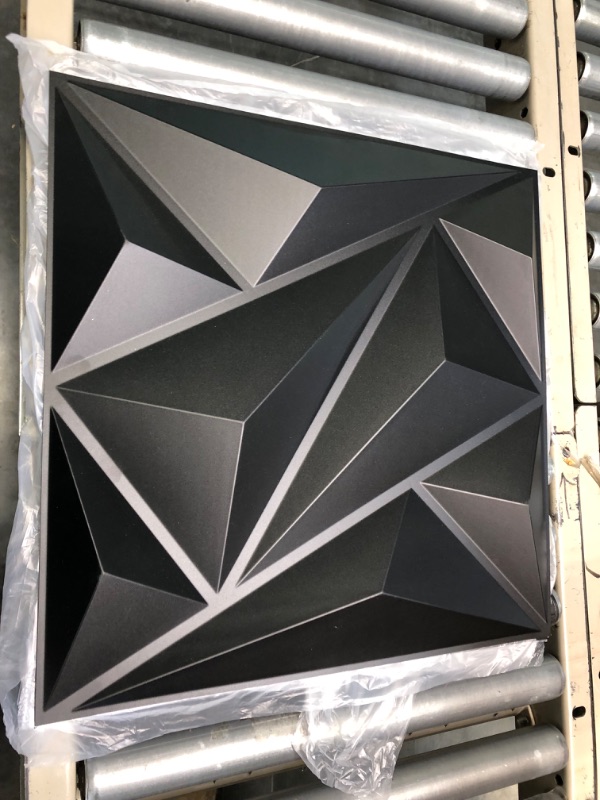 Photo 1 of Art3dwallpanels PVC 3D Wall Panel Diamond for Interior Wall Décor in Black, Wall Decor PVC Panel, 3D Textured Wall Panels, Pack of 12 Tiles
