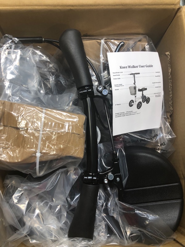 Photo 1 of RINKMO Knee Scooter?Foldable Knee Scooter Walker Economical Knee Scooters for Foot Injuries Best Crutches Alternative (Black+Red)