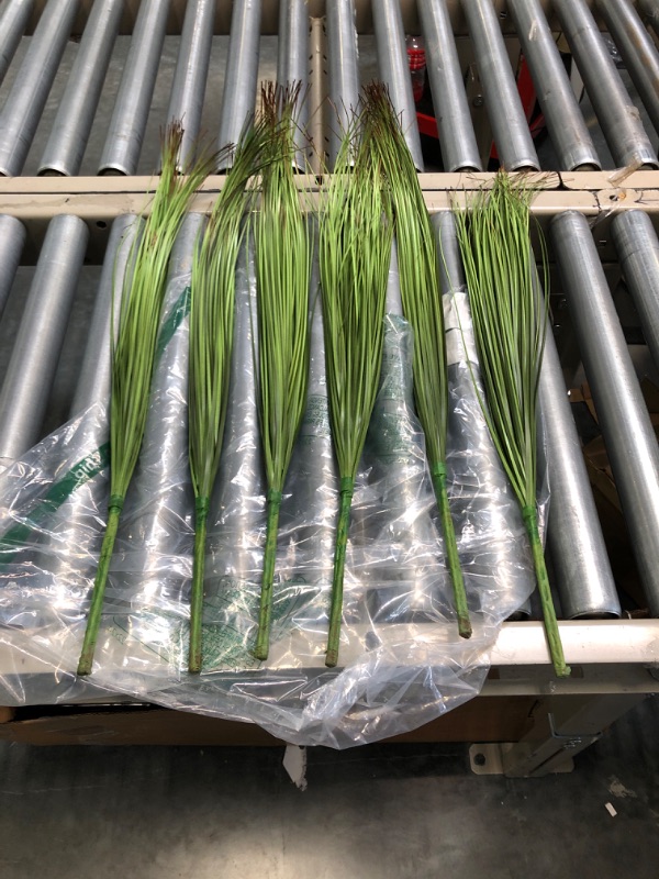 Photo 2 of 27" Artificial Plants Onion Grass Greenery Faux Fake Shrubs Plant Flowers Wheat Grass for House Home Indoor Outdoor Office Room Gardening Indoor Décor 6 Pack