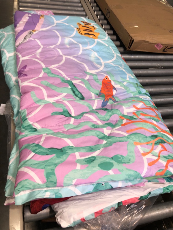 Photo 3 of 
Erosebridal Mermaid Tail Comforter Set,Kids Fish Scales Down Comforter King,Girly Rainbow Bedding Set Ocean Life Sea Animal Quilted Duvet Teal Sequins..twin